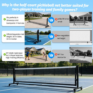 Half‑Court Pickleball Net,11FT/10FT Pickle Ball Net with Tension System - Posboll store