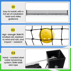Heavy Duty Portable Pickleball Net - 22ft, Custom logo Steel Cable Tension, Rust - Proof Frame - Posboll store