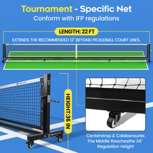 Heavy Duty Portable Pickleball Net - 22ft, Custom logo Steel Cable Tension, Rust - Proof Frame - Posboll store