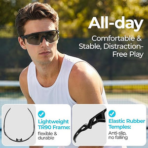 Pickleball Glasses for Men Women, Auto - Tinting Pickleball Safety Glasses with ANSI Z87.1,Pickleball Eye Protection - Posboll store