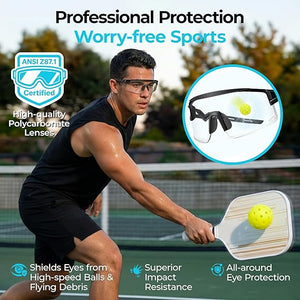 Pickleball Glasses for Men Women, Auto - Tinting Pickleball Safety Glasses with ANSI Z87.1,Pickleball Eye Protection - Posboll store
