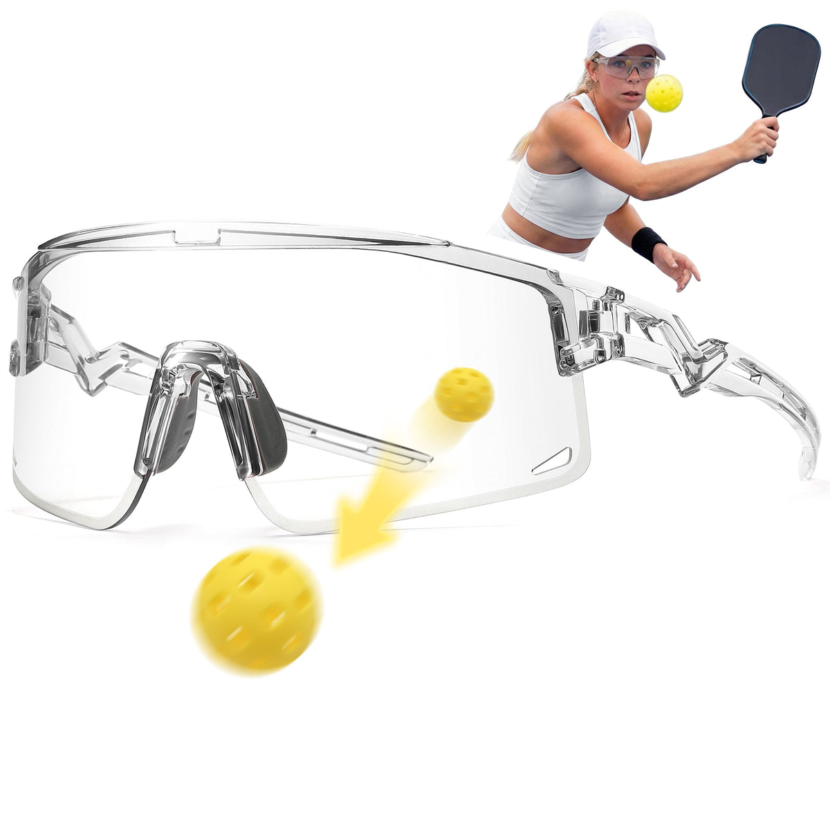 Pickleball Glasses for Men Women, Auto - Tinting Pickleball Safety Glasses with ANSI Z87.1,Pickleball Eye Protection - Posboll store