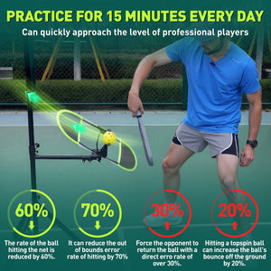 Pickleball Topspin Trainer,Tennis&Pickleball Practice Tool with 360° Angles and Height Adjustment, Portable Pickle Ball Training - Posboll store