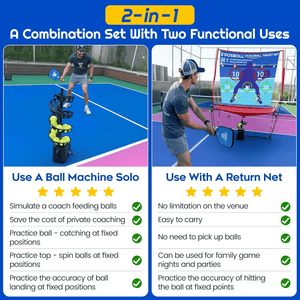 Posboll Pickleball Machine Ball Thrower Tennis Ball Machine with Catch Net - Posboll store