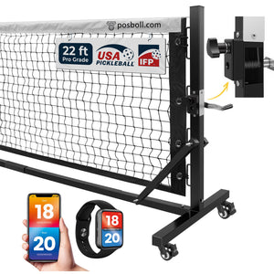 22ft Portable Pickleball Net with Steel Cable Tensioning System - Easy Movement - Posboll store