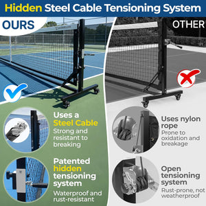 22ft Portable Pickleball Net with Steel Cable Tensioning System - Easy Movement - Posboll store
