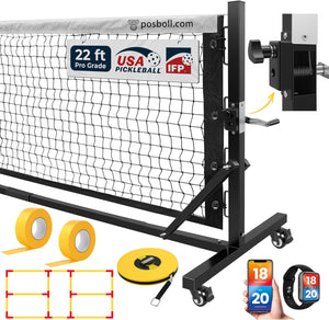 22ft Portable Pickleball Net with Steel Cable Tensioning System - Easy Movement - Posboll store