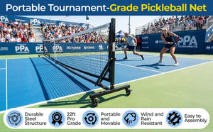 22ft Portable Pickleball Net with Steel Cable Tensioning System - Easy Movement - Posboll store