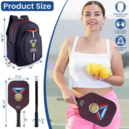 Posboll Pickleball Paddles Set Of 2 With Pickleball Bag Backpack