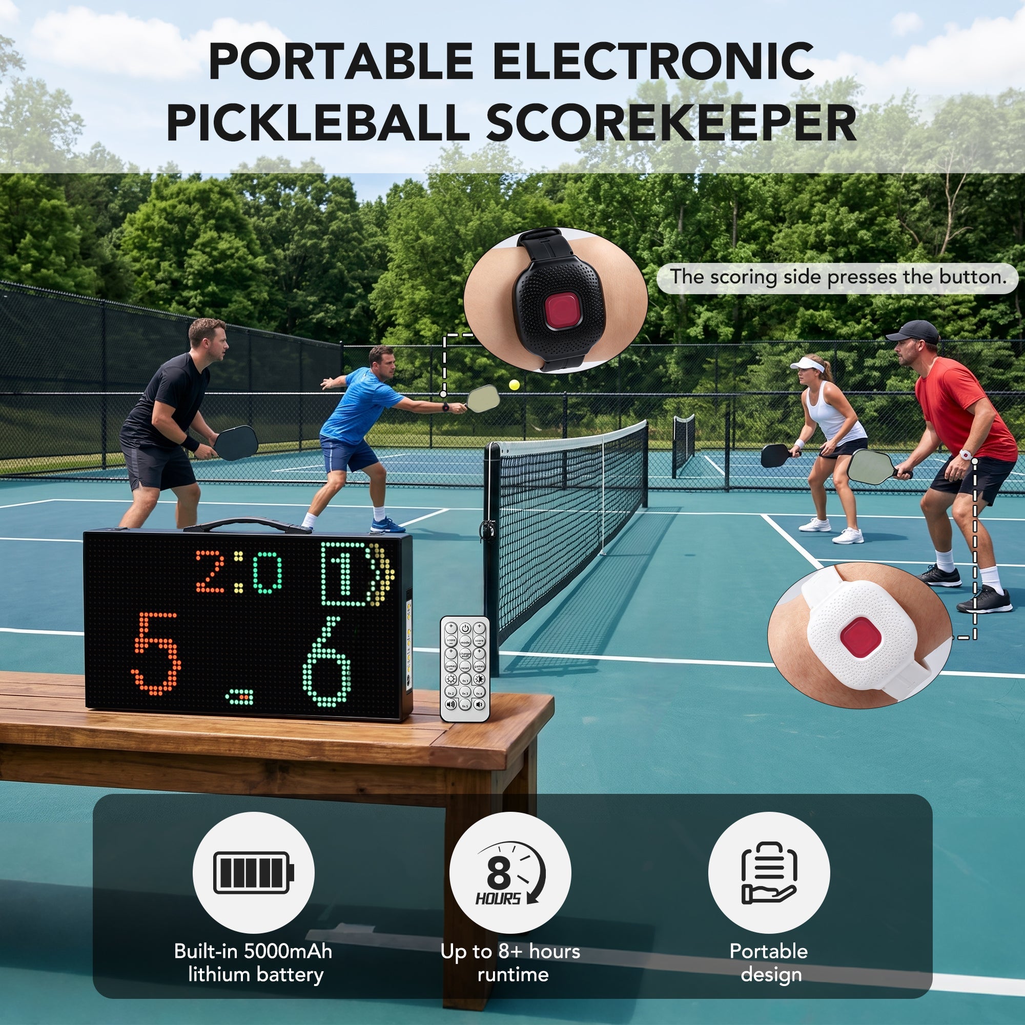 Electronic Pickleball Scoreboard, Tournament-Grade Pickleball Score Keeper - Posboll store