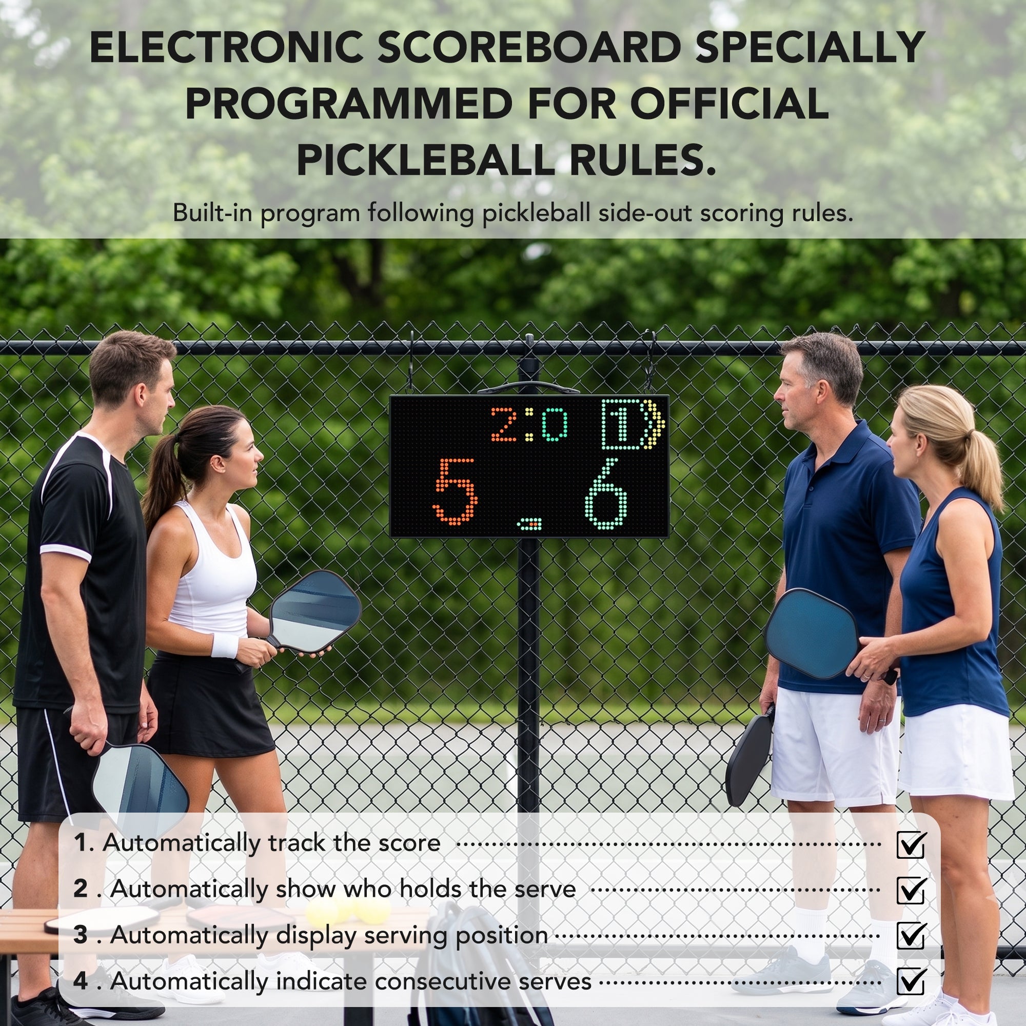 Electronic Pickleball Scoreboard, Tournament-Grade Pickleball Score Keeper - Posboll store
