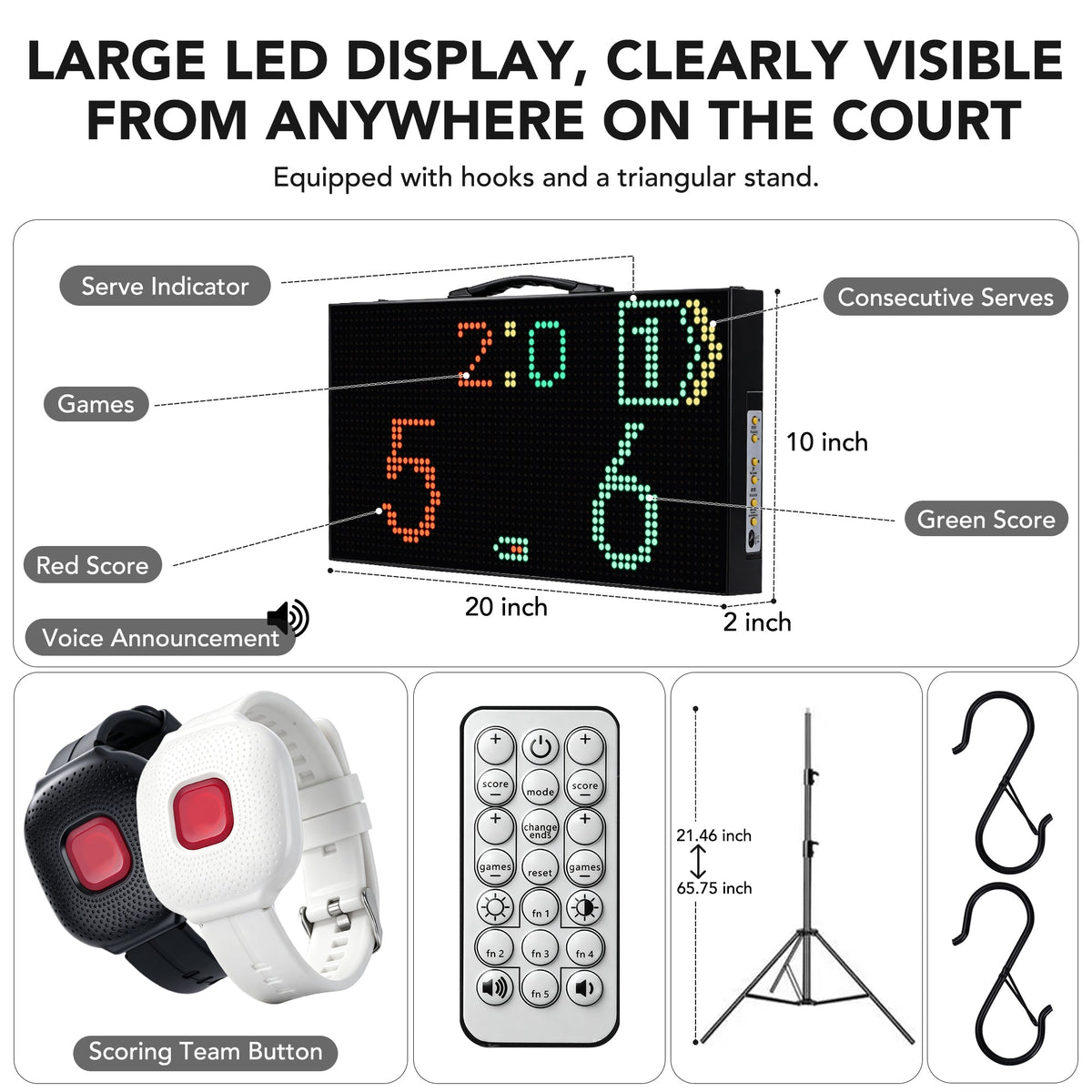 Electronic Pickleball Scoreboard, Tournament-Grade Pickleball Score Keeper - Posboll store