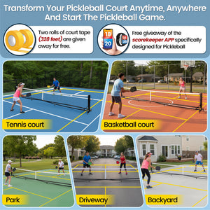 Heavy Duty Portable Pickleball Net with Steel Cable Tensioning System, 22ft - Easy Movement - Posboll store