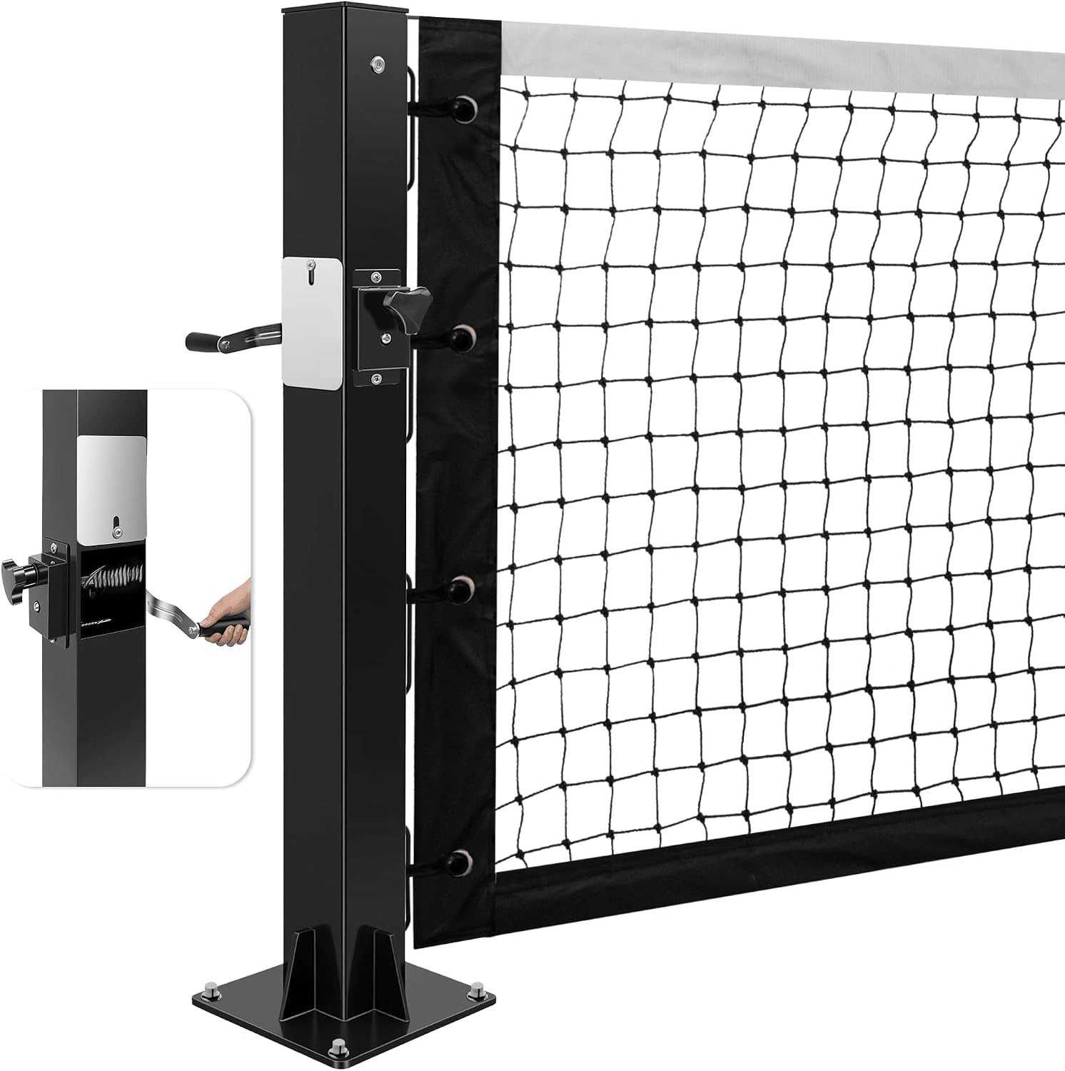 Permanent pickleball net-22FT Pro Tournament Pickle Ball Net with Steel Cable Tensioning System&Wheels,Heavy-Duty Pickleball net for Driveway/Backyard/Club/School - Posboll store