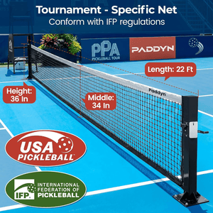 Permanent pickleball net-22FT Pro Tournament Pickle Ball Net with Steel Cable Tensioning System&Wheels,Heavy-Duty Pickleball net for Driveway/Backyard/Club/School - Posboll store