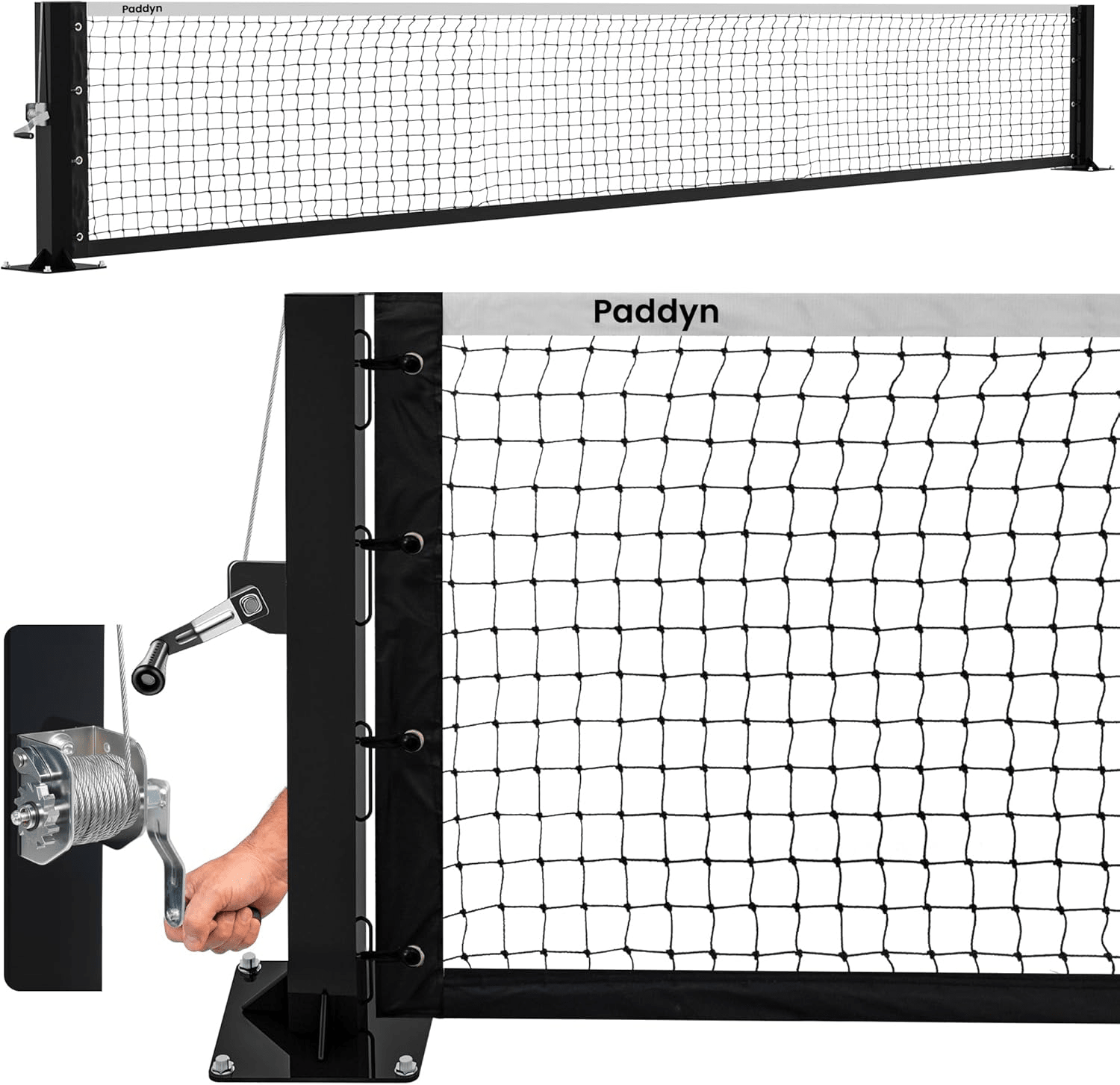 Permanent pickleball net - 22FT Pro Tournament Pickle Ball Net with Steel Cable Tensioning System&Wheels,Heavy - Duty Pickleball net for Driveway/Backyard/Club/School - Posboll store