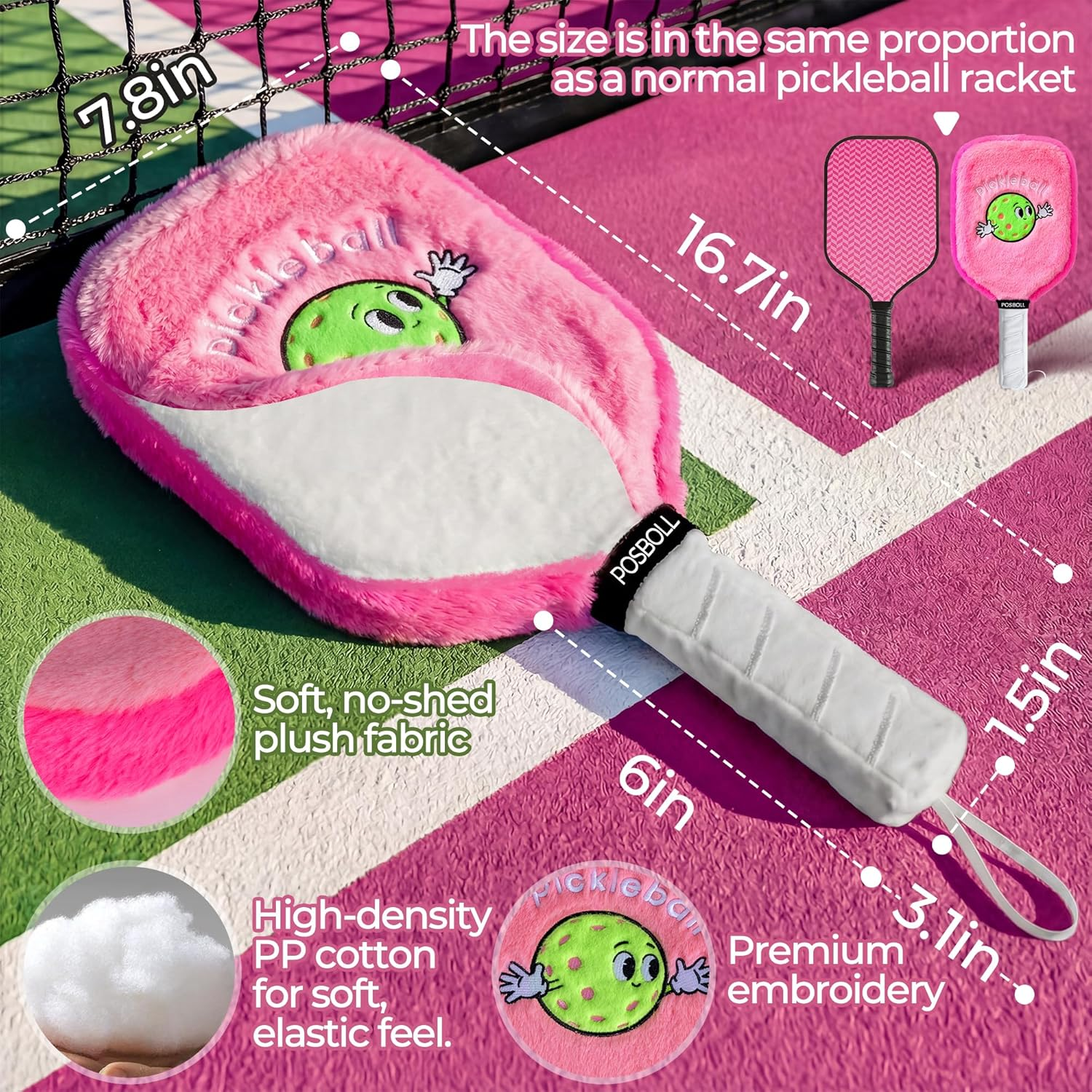 Pickleball Gifts for Women Men&Plush Pickleball Paddles,Collectibles for Pickleball Lovers,Pickle Ball Accessories for Tournaments,Training&Holidays - Posboll store