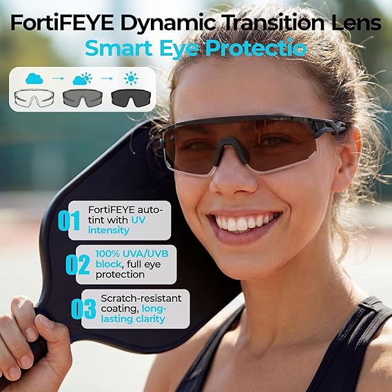 Pickleball Glasses for Men Women, Auto - Tinting Pickleball Safety Glasses with ANSI Z87.1,Pickleball Eye Protection - Posboll store