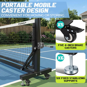Pickleball Net Portable Outdoor with Wheels - 22FT Pro Tournament Pickle Ball Net with Steel Cable Tensioning System,124LBS Heavy - Duty Pickleball net for Driveway/Backyard/Club/School - Posboll store
