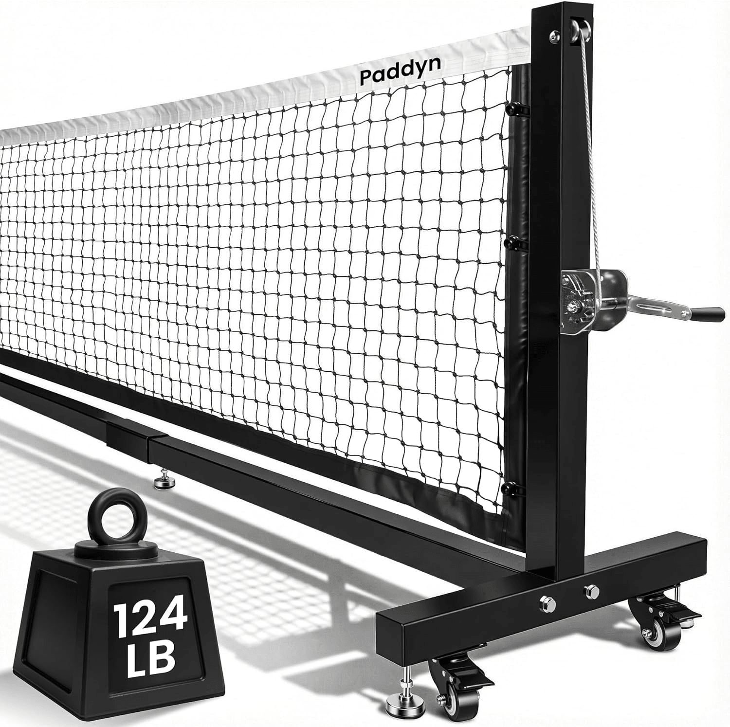 Pickleball Net Portable Outdoor with Wheels-22FT Pro Tournament Pickle Ball Net with Steel Cable Tensioning System,124LBS Heavy-Duty Pickleball net for Driveway/Backyard/Club/School - Posboll store