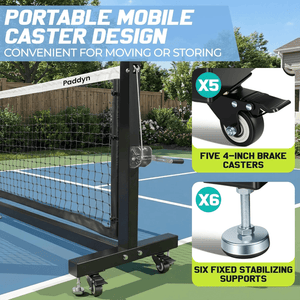 Pickleball Net Portable Outdoor with Wheels-22FT Pro Tournament Pickle Ball Net with Steel Cable Tensioning System,124LBS Heavy-Duty Pickleball net for Driveway/Backyard/Club/School - Posboll store