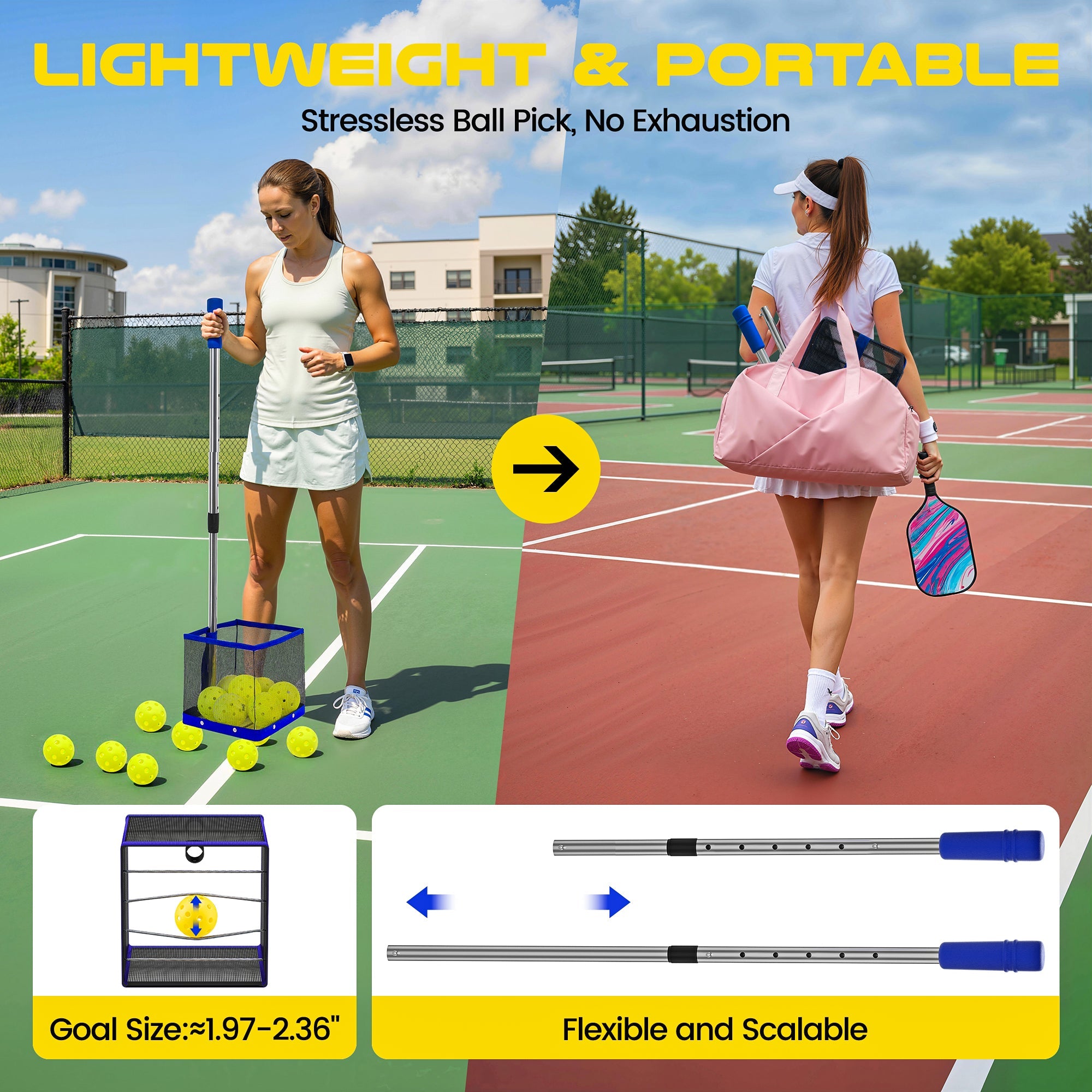 Pickleball Picker Upper&Tennis Ball Collector Holds 25 Balls,Picker Hopper Container for Picking,Tennis Ball Hopper,Pickleball Ball Retriever,Pickleball Picker Upper Ball Holder - Posboll store