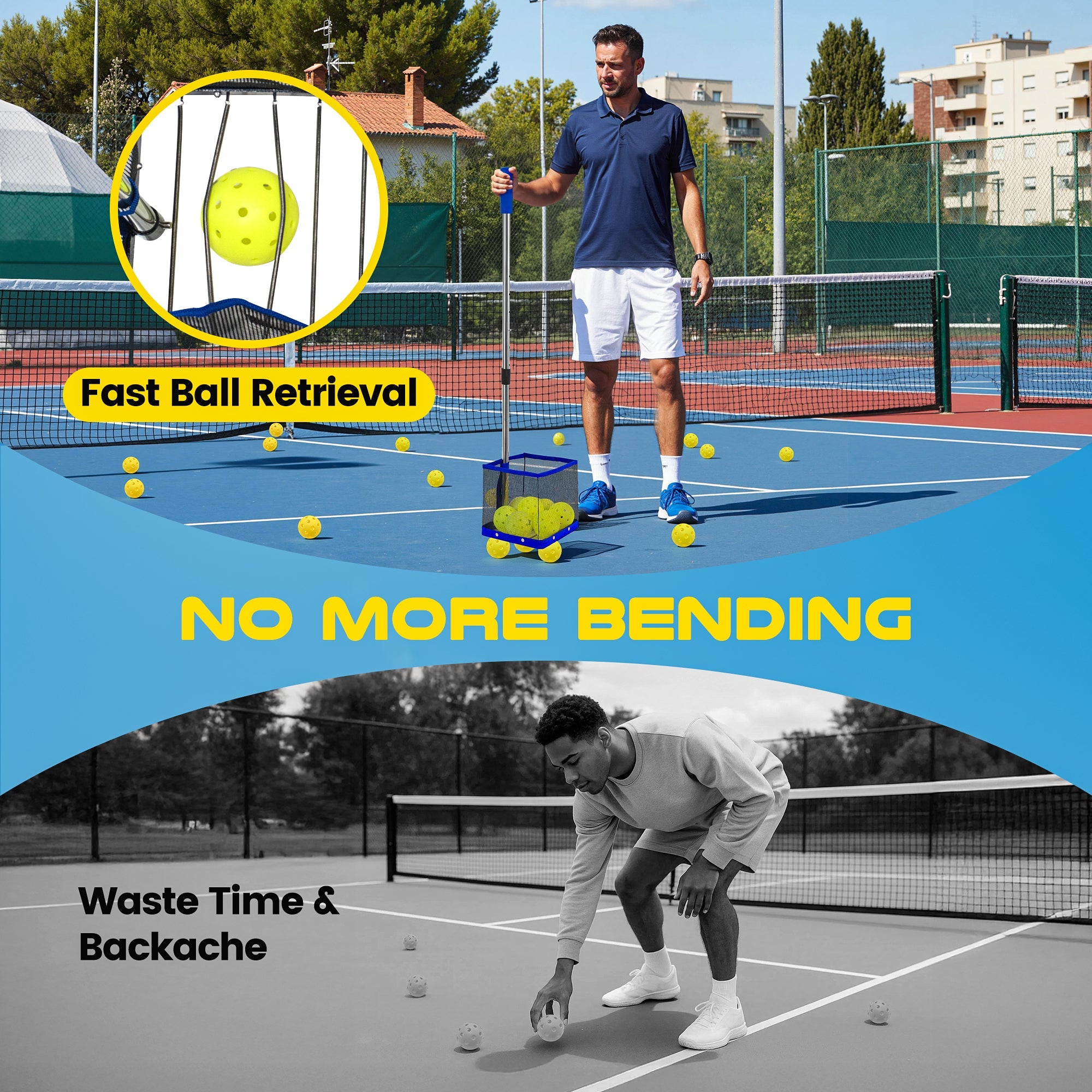 Pickleball Picker Upper&Tennis Ball Collector Holds 25 Balls,Picker Hopper Container for Picking,Tennis Ball Hopper,Pickleball Ball Retriever,Pickleball Picker Upper Ball Holder - Posboll store