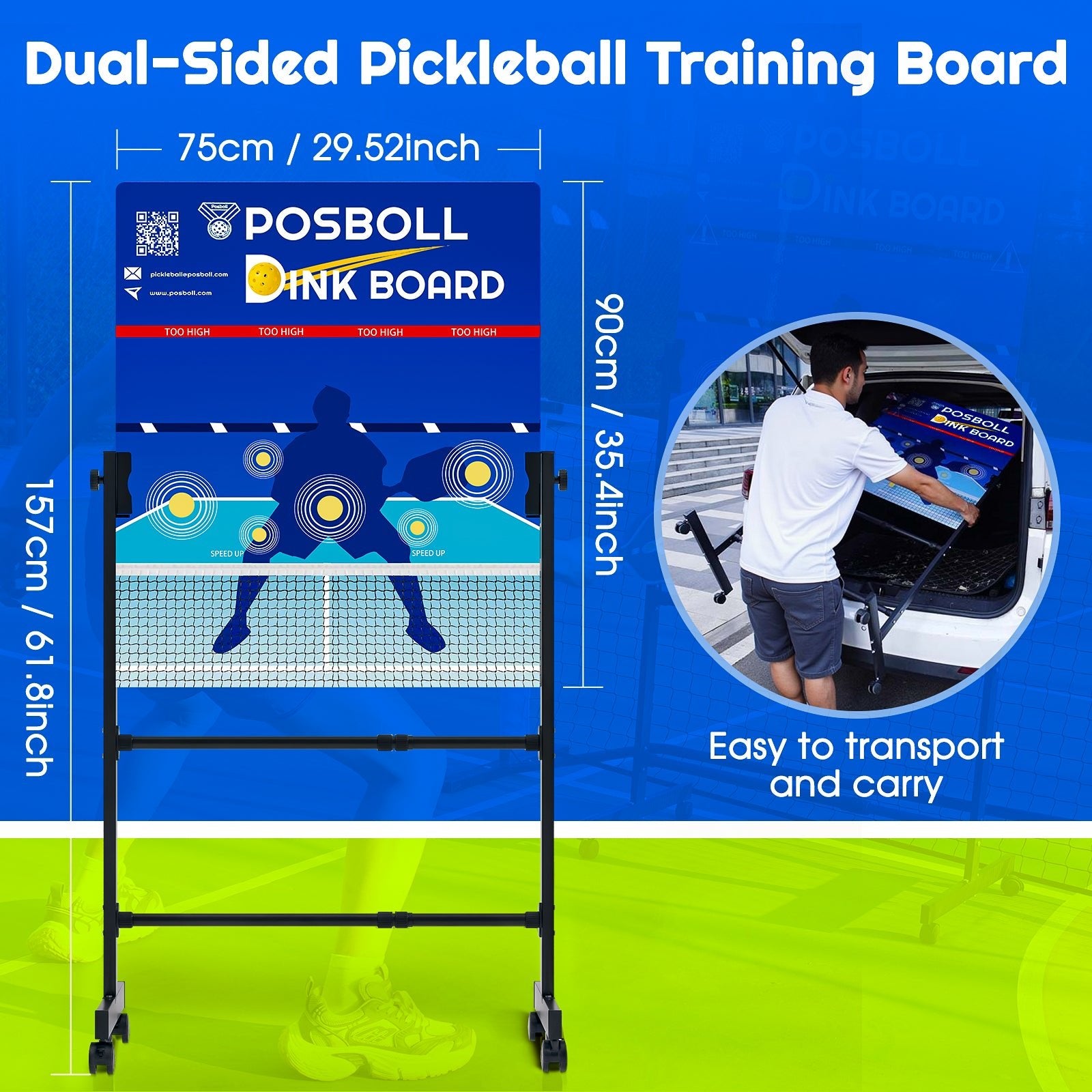 Pickleball Practice Board Pickleball Dink Rebounder with Stand Pickleball Wall for Practice Dink Board for Pickleball Training Adjustable Pickleball Practice Rebounder Pad Portable Dink Guru - Posboll store