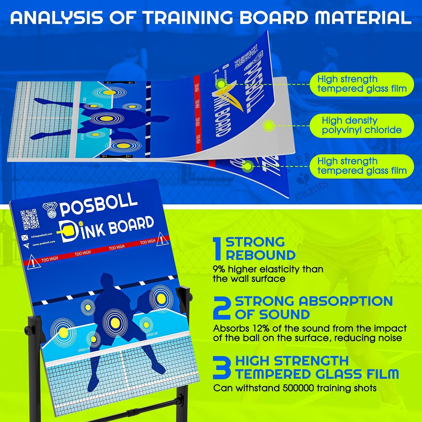 Pickleball Practice Board Pickleball Dink Rebounder with Stand Pickleball Wall for Practice Dink Board for Pickleball Training Adjustable Pickleball Practice Rebounder Pad Portable Dink Guru - Posboll store