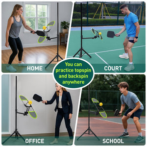 Pickleball Topspin Trainer,Tennis&Pickleball Practice Tool with 360° Angles and Height Adjustment, Portable Pickle Ball Training - Posboll store