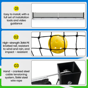 Portable Pickleball Net with Steel Cable Tensioning System - Heavy Duty 22 Feet, Rust - Proof Frame - Posboll store