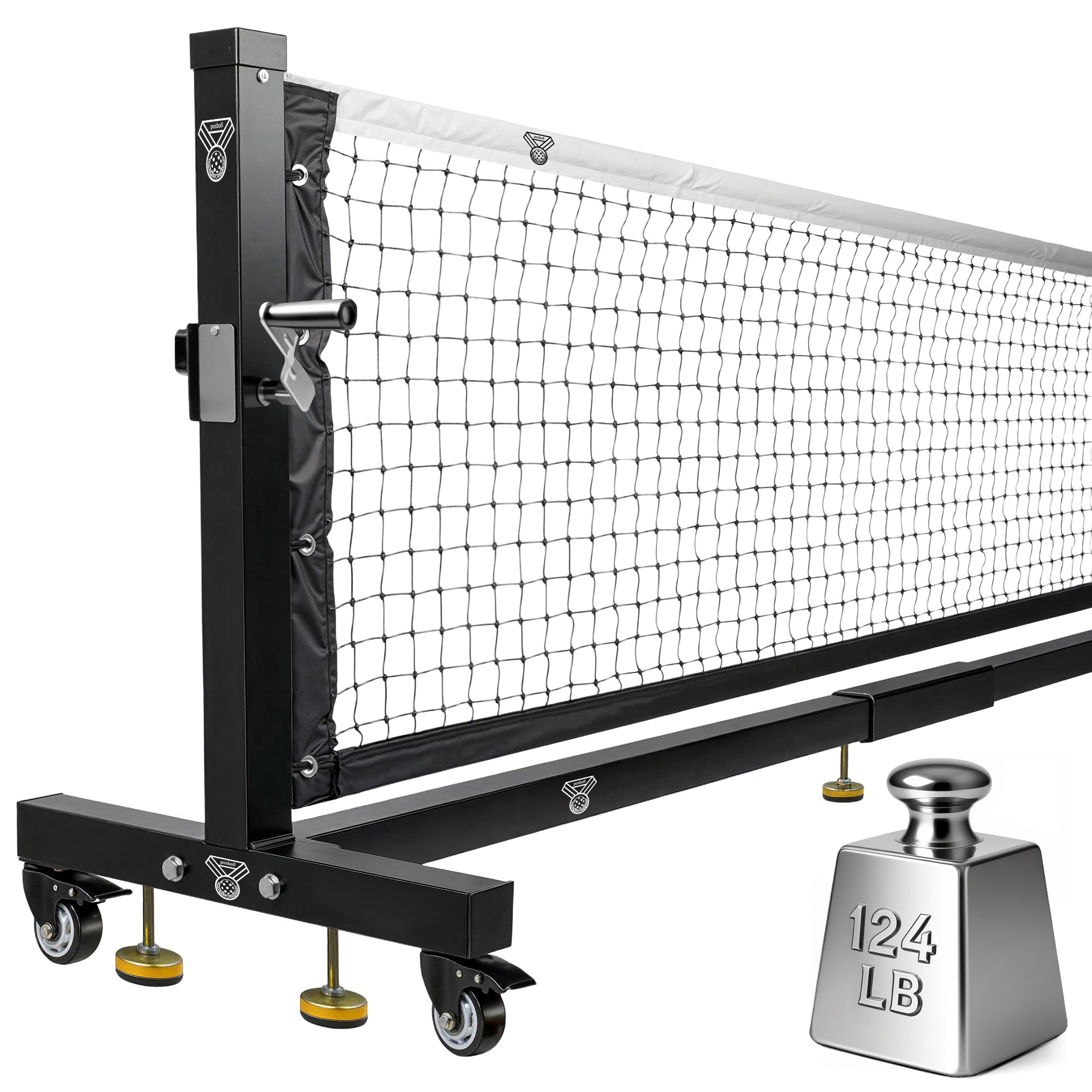 Portable Pickleball Net with Steel Cable Tensioning System - Heavy Duty 22 Feet, Rust - Proof Frame - Posboll store