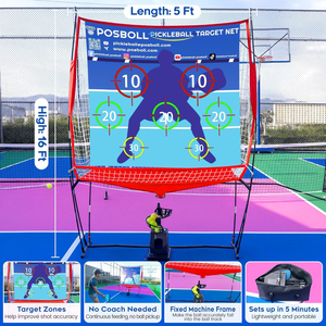 Posboll Pickleball Machine Ball Thrower Tennis Ball Machine with Catch Net - Posboll store
