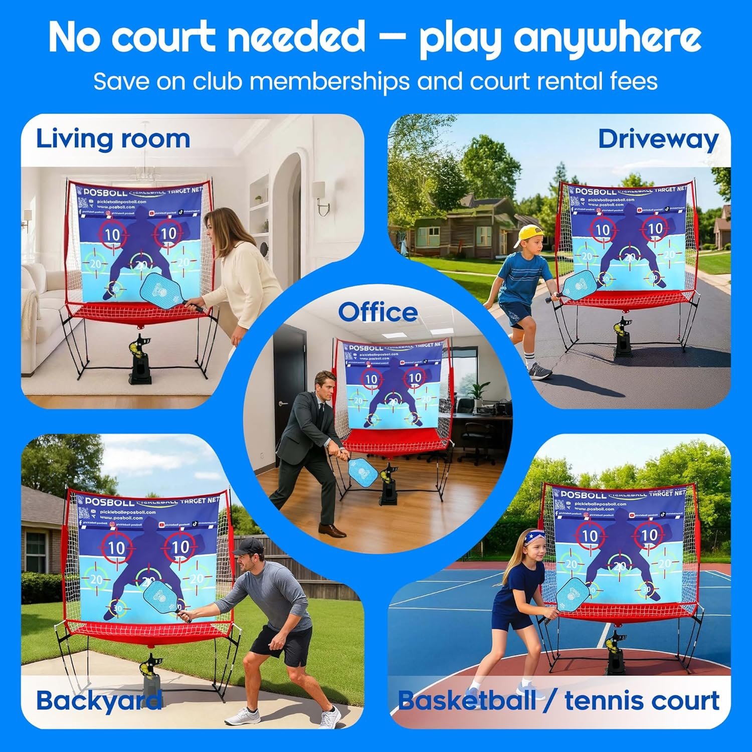 Posboll Pickleball Machine Ball Thrower Tennis Ball Machine with Catch Net - Posboll store