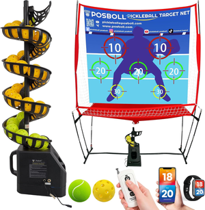 Posboll Pickleball Machine Ball Thrower Tennis Ball Machine with Catch Net - Posboll store