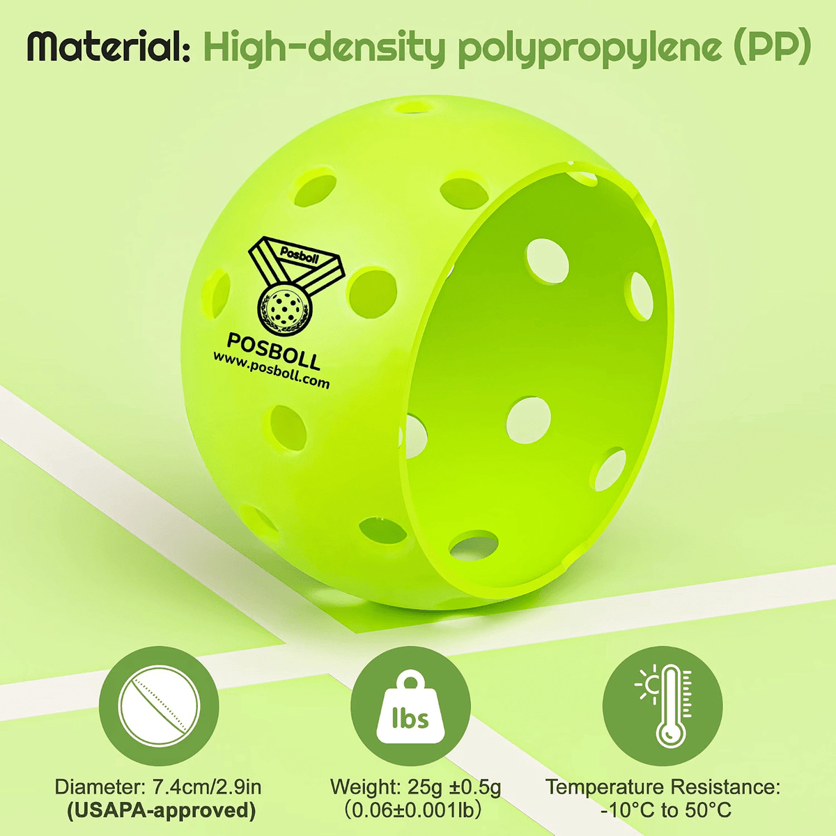 Posboll Pickleball Outdoor Pickleballs - USAP Approved 3pack - Posboll store