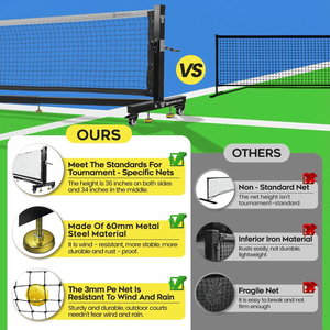 Pro Pickleball Net,Tournament Legal IFP Approved 22ft Outdoor/Indoor Net with Steel Cable Tensioning,Powder Coated Rust - Proof Frame,Portable Pickleball Equipment with Wheels - Posboll store