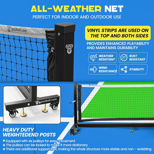 Pro Pickleball Net,Tournament Legal IFP Approved 22ft Outdoor/Indoor Net with Steel Cable Tensioning,Powder Coated Rust - Proof Frame,Portable Pickleball Equipment with Wheels - Posboll store
