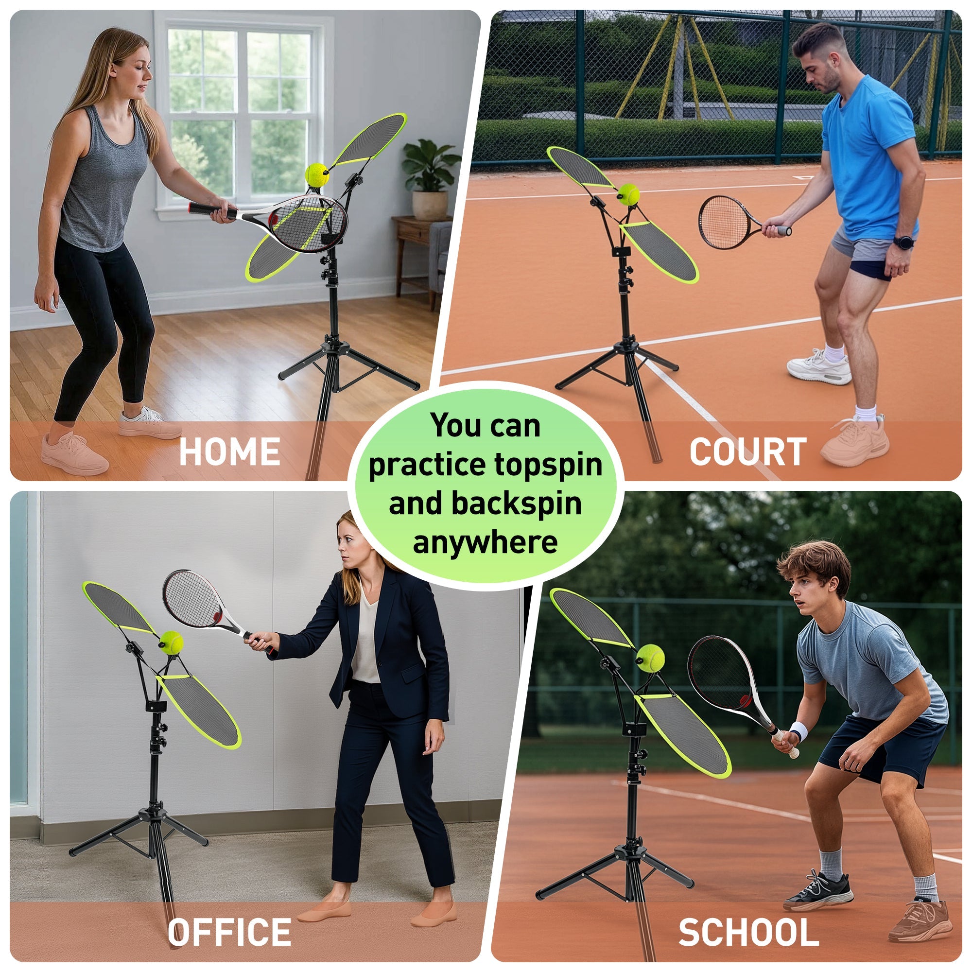 Tennis Topspin Trainer,Tennis Training Aids for Topspin & Backspin Practice, Portable Tennis Training Equipment for Home, Court&Office Use - Posboll store