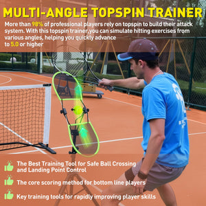 Tennis Topspin Trainer,Tennis Training Aids for Topspin & Backspin Practice, Portable Tennis Training Equipment for Home, Court&Office Use - Posboll store